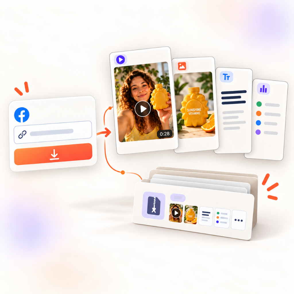 Facebook广告下载器是什么? - 一个广告链接即可打包取回全部素材