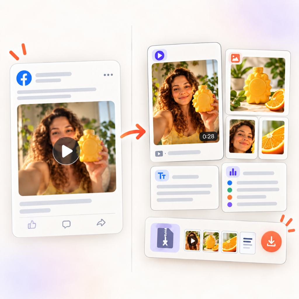 为什么选择 Facebook广告下载器 - 素材、广告文案、CTA 与归档 ID 一起保存