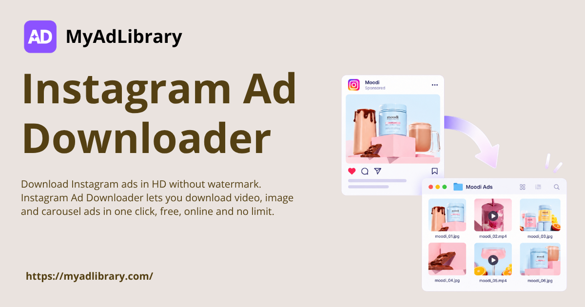 Baixador de anúncios do Instagram grátis online - baixe anúncios da biblioteca na qualidade original